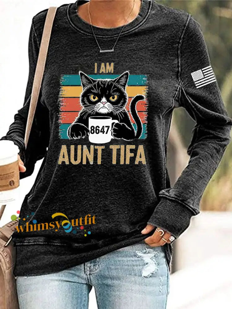 Women’s I Am Aunt Tifa Aunties Resist Fascists Sweatshirt Black / S