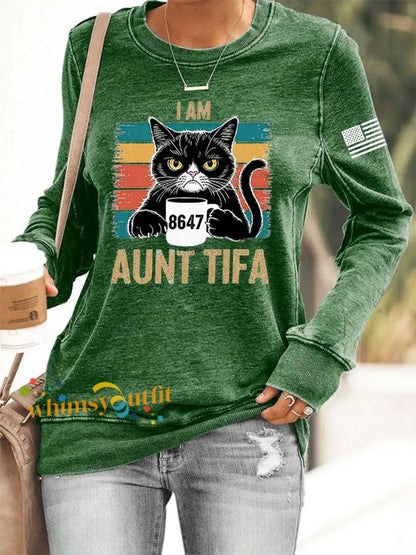 Women’s I Am Aunt Tifa Aunties Resist Fascists Sweatshirt Green / S