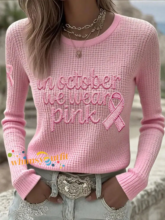 Women’s ’In October We Wear Pink’ Breast Cancer Awareness Tops Pink / S