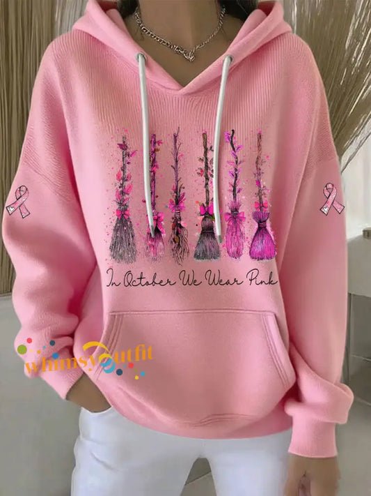 Women’s In October We Wear Pink Printed Casual Hoodie Pink / S