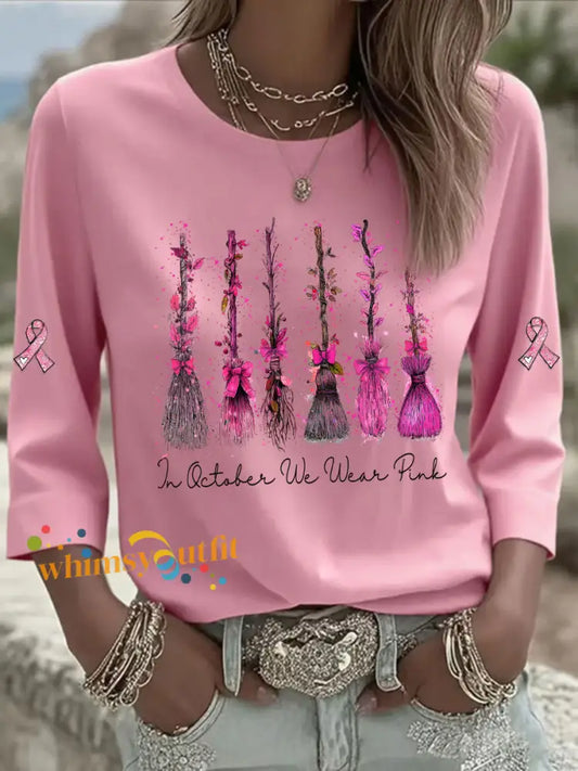 Women’s In October We Wear Pink Printed Casual T shirt Pink / S