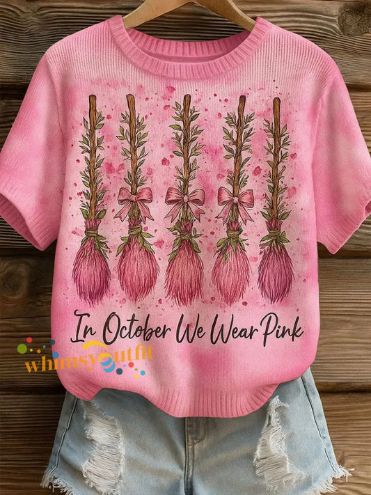 Women’s In October We Wear Pink Printed Casual T shirt Pink / S