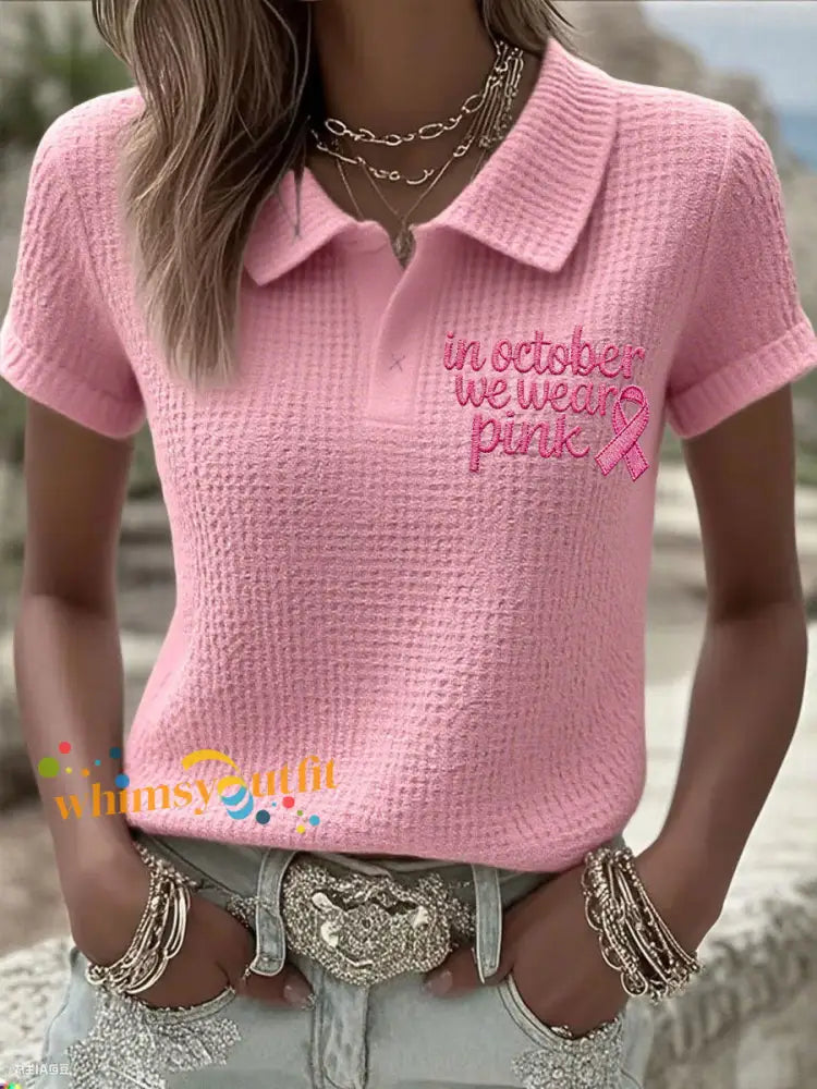 Women’s in october we wear pink ribbons tops Pink / S