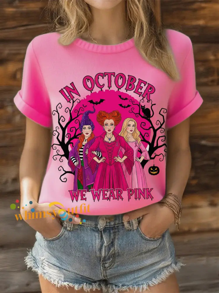 Women’s in October we wear pink witch tops Dark Pink / S