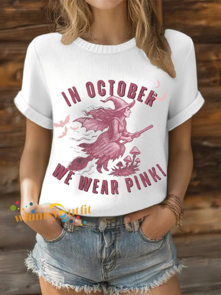 Women’s in October we wear pink witch tops White / S