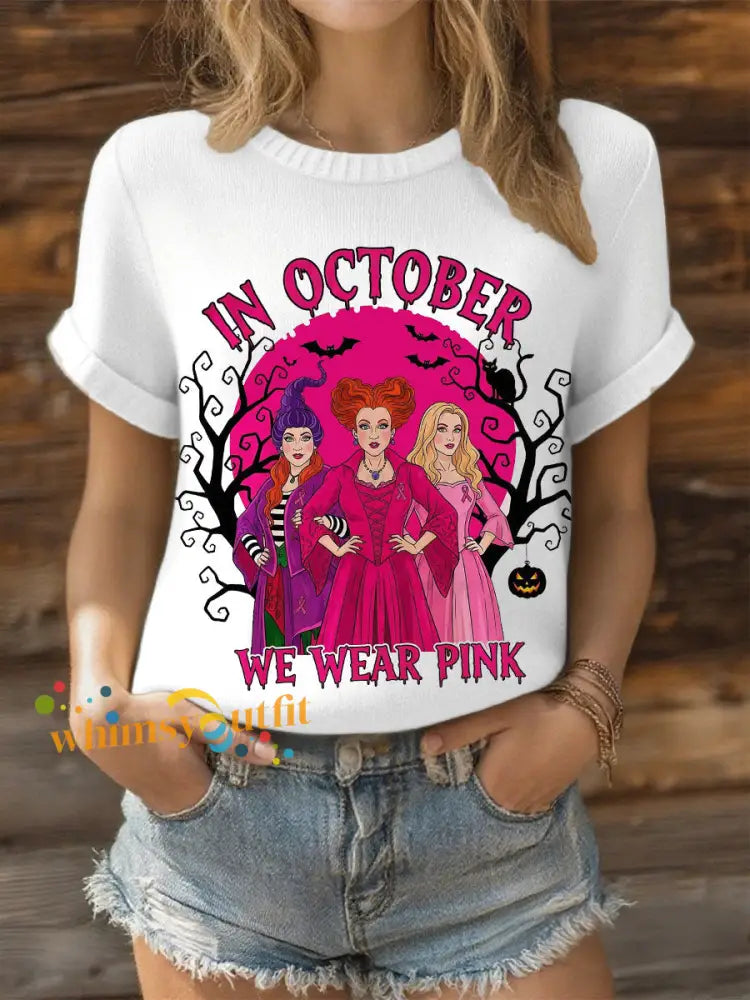 Women’s in October we wear pink witch tops White / S