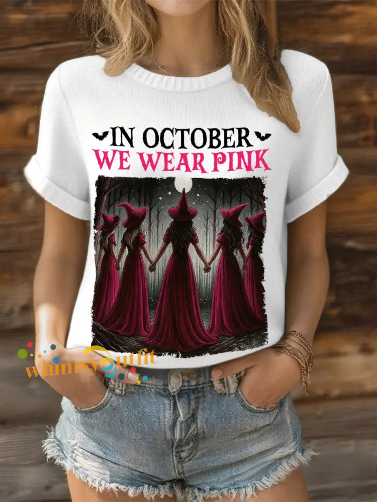 Women’s in October we wear pink witch tops White / S