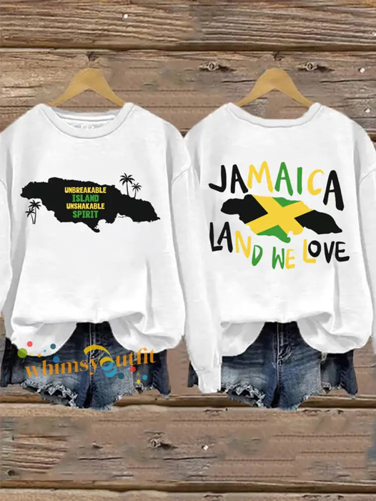 Women’s Island Unbreakable Unshakable Spirit Jamaica Land We LovePrint Sweatshirt White / S