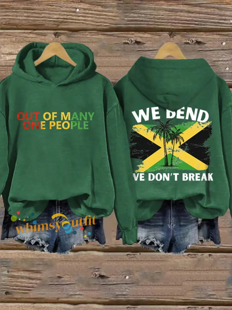 Women’s Jamaica Strong Out Of Many One People We Bend We Don’t Break Sweatshirt Green / S