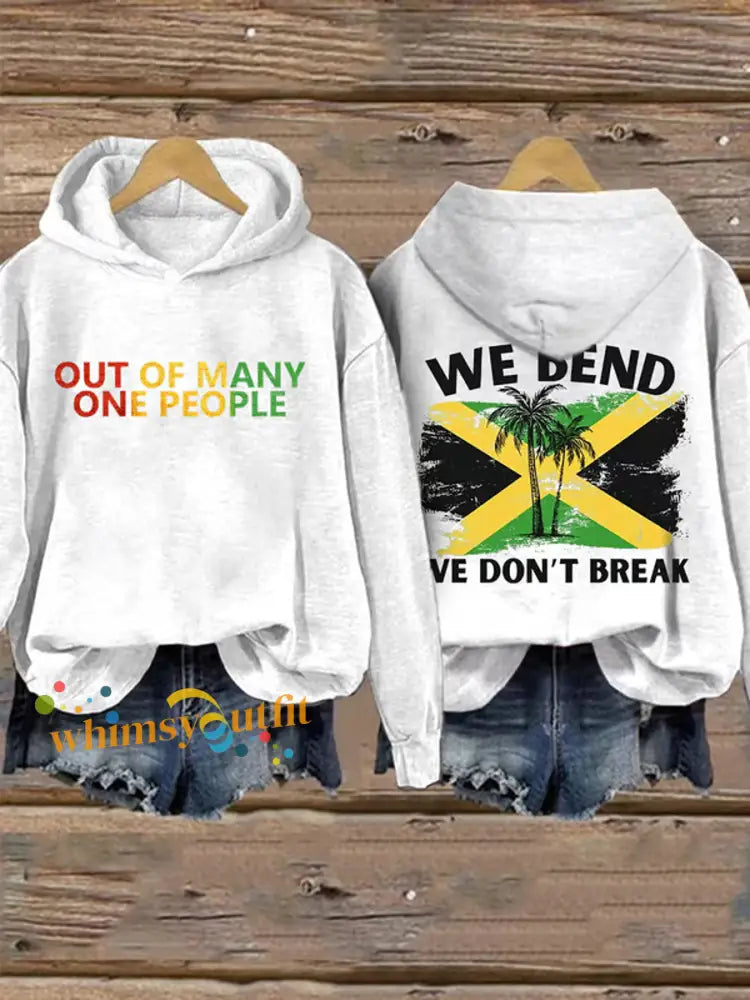 Women’s Jamaica Strong Out Of Many One People We Bend We Don’t Break Sweatshirt White / S