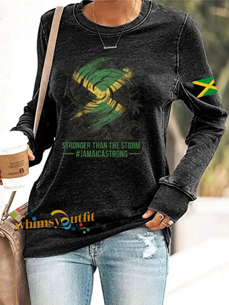 Women’s Jamaica strong Polyester Waisted Sweatshirt Black / S