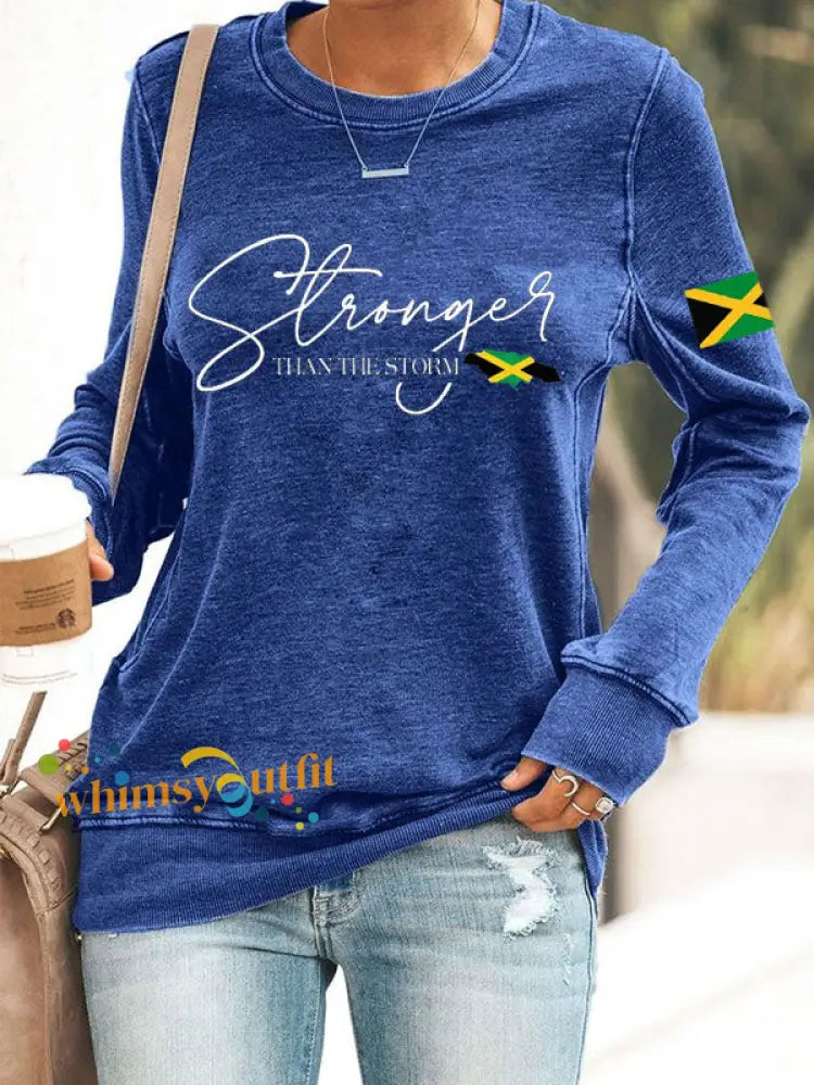 Women’s Jamaica strong Polyester Waisted Sweatshirt Blue / S