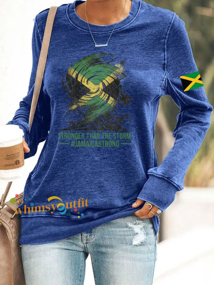 Women’s Jamaica strong Polyester Waisted Sweatshirt Blue / S
