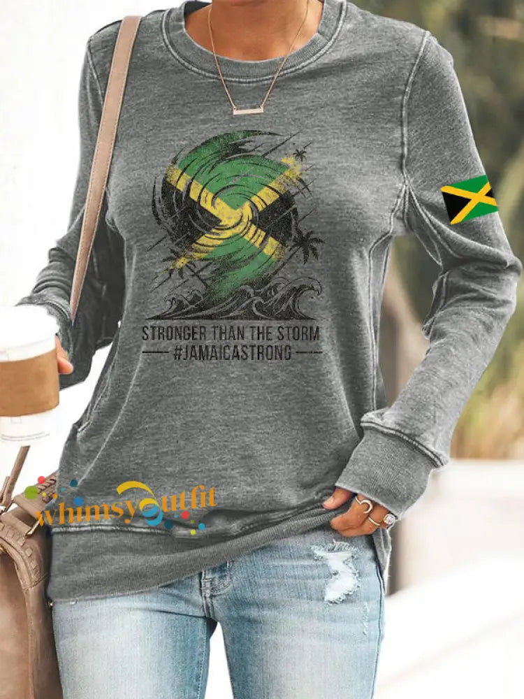 Women’s Jamaica strong Polyester Waisted Sweatshirt Gray / S