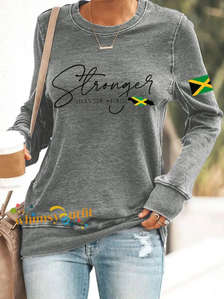 Women’s Jamaica strong Polyester Waisted Sweatshirt Gray / S