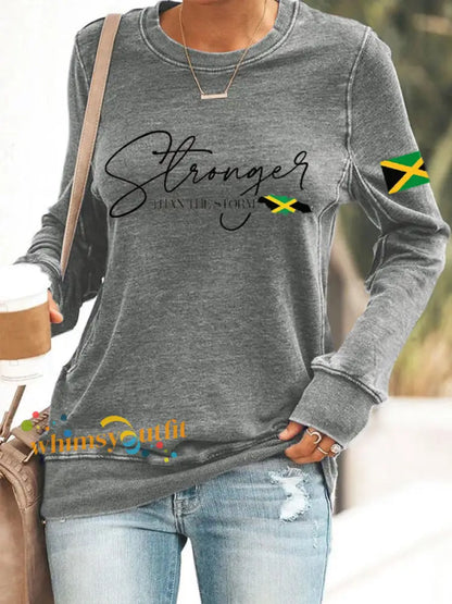 Women’s Jamaica strong Polyester Waisted Sweatshirt Gray / S