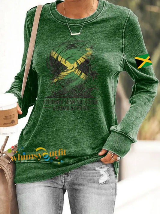 Women’s Jamaica strong Polyester Waisted Sweatshirt Green / S