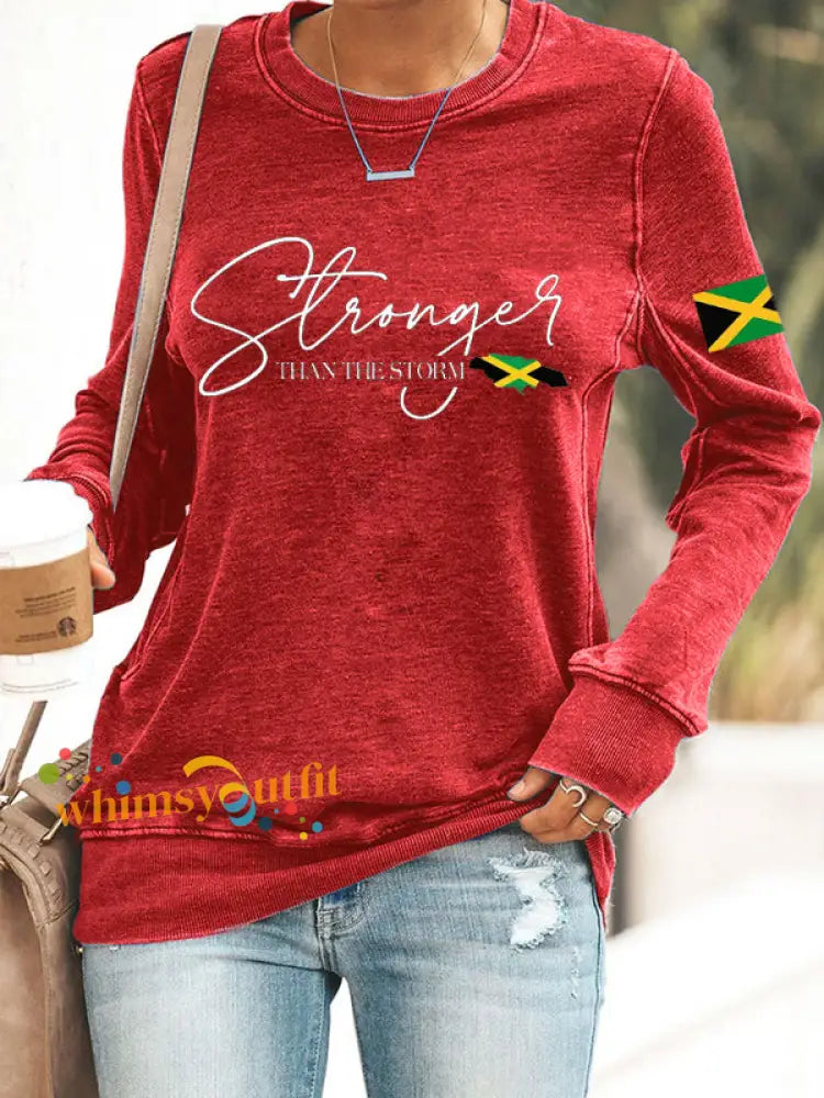 Women’s Jamaica strong Polyester Waisted Sweatshirt Red / S
