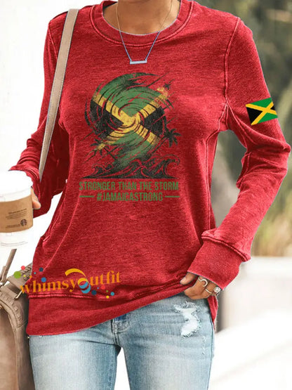 Women’s Jamaica strong Polyester Waisted Sweatshirt Red / S