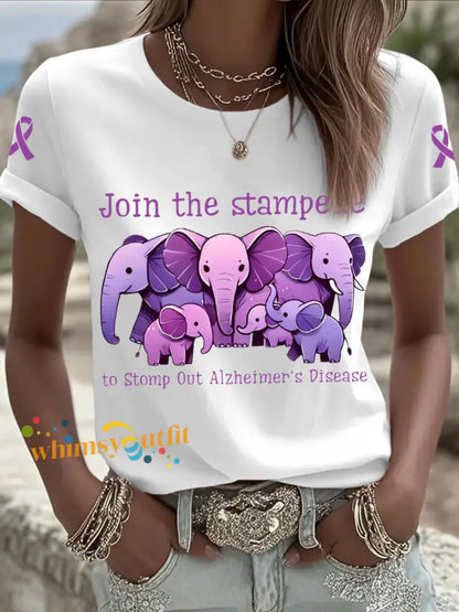 Women’s Join the Stampede to Stom Out Alzheimer’s Disease T Shirts White / S