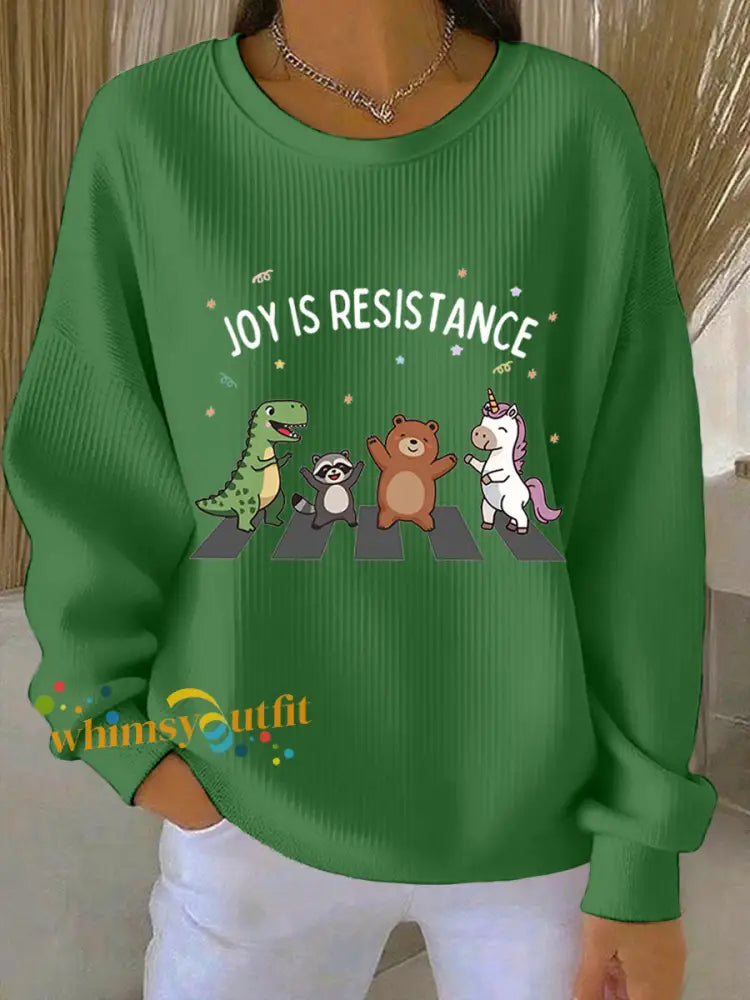 Women’s Joy Is Resistance Anti Fascism Sweatshirt Green / S