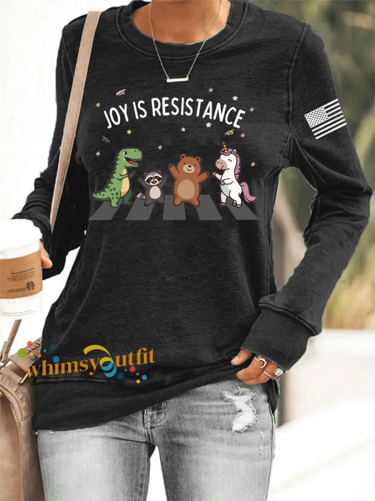 Women’s Joy is Resistance: Portland Frog Protestors Anti Fascism Sweatshirt Black / S