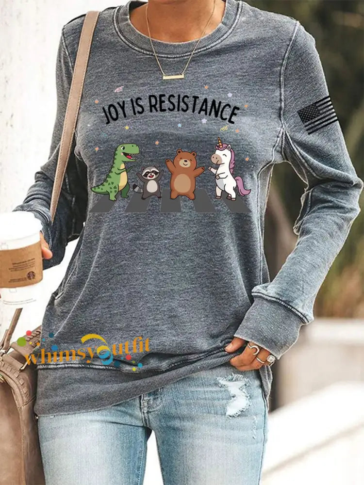Women’s Joy is Resistance: Portland Frog Protestors Anti Fascism Sweatshirt Gray / S