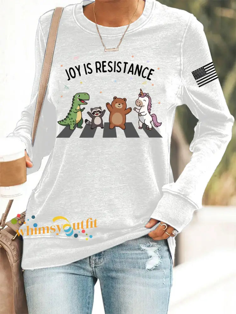 Women’s Joy is Resistance: Portland Frog Protestors Anti Fascism Sweatshirt White / S