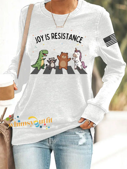 Women’s Joy is Resistance: Portland Frog Protestors Anti Fascism Sweatshirt White / S