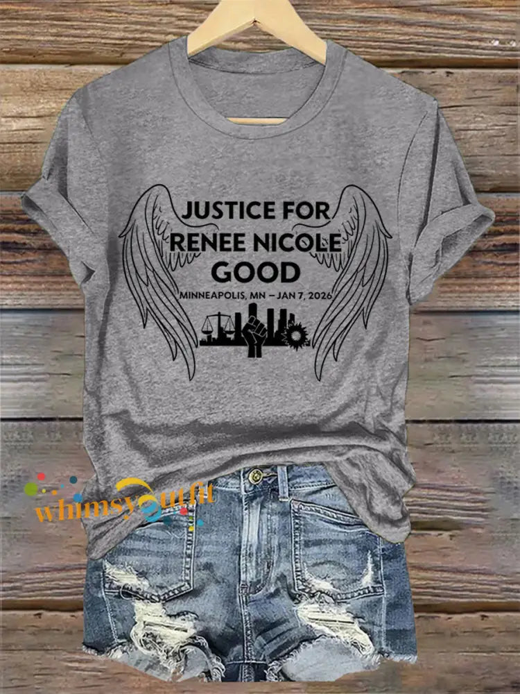 Women’s Justice For Renee Nicole Good Minneapolis Protest Tee Light Gray / S