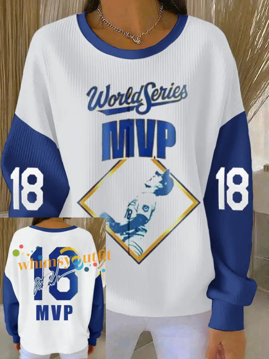 Women’s Los Angeles Dodgers Yohji Yamamoto MVP World Series Champion 2025 Reversible Baseball Ribbed Round-Neck