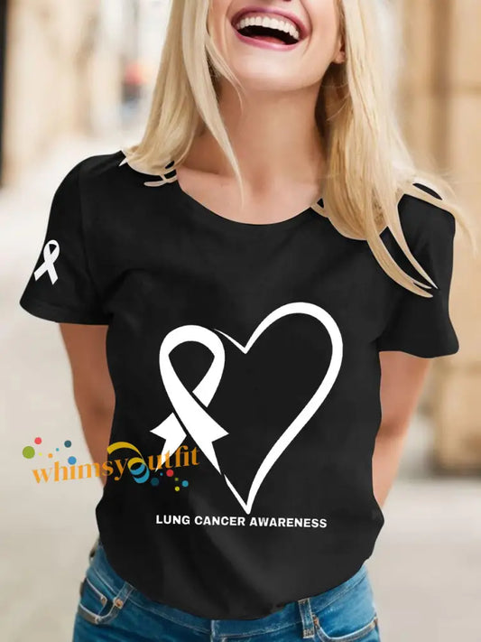 Women’s Lung Cancer Awareness T shirts Black / S