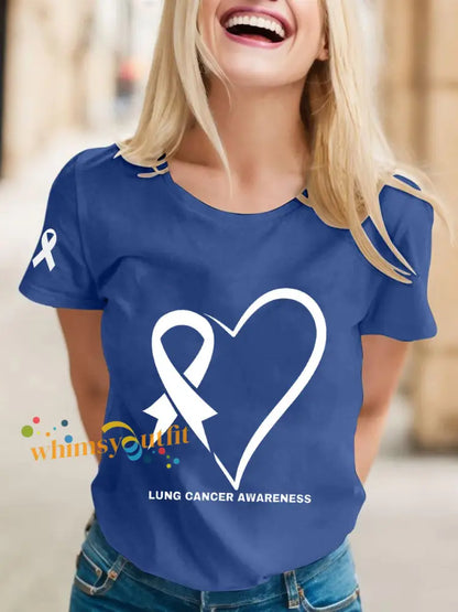 Women’s Lung Cancer Awareness T shirts Blue / S