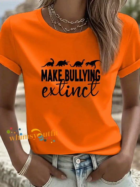 Women’s MAKE BULLYING extinct T shirt Orange / S