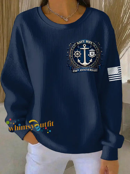 Women’s Navy 250th Anniversary Printed Navy Wife Sweatshirt Navy Blue / S