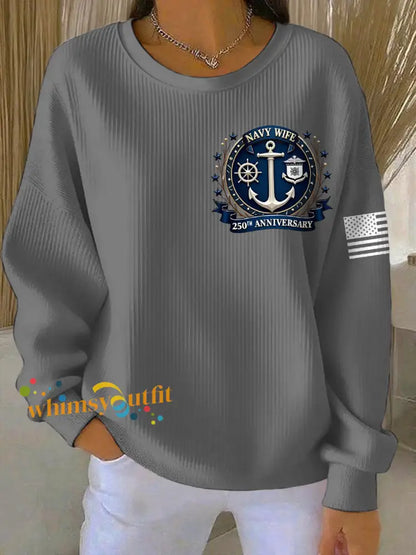 Women’s Navy 250th Anniversary Printed Navy Wife Sweatshirt Gray / S