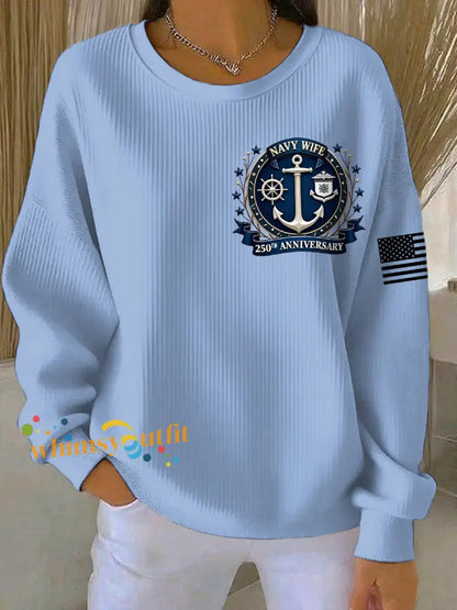 Women’s Navy 250th Anniversary Printed Navy Wife Sweatshirt Light Blue / S