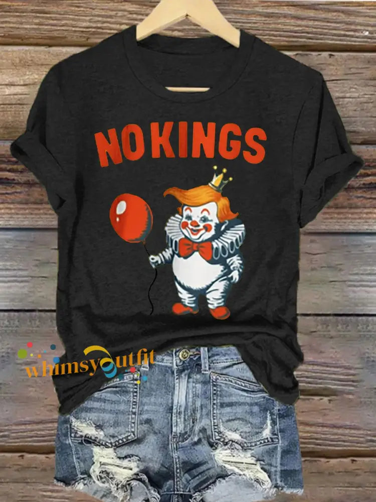 Women’s No Kings Anti-Trump Protest T-Shirt Black / S