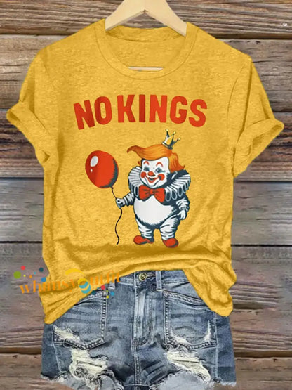 Women’s No Kings Anti-Trump Protest T-Shirt Yellow / S