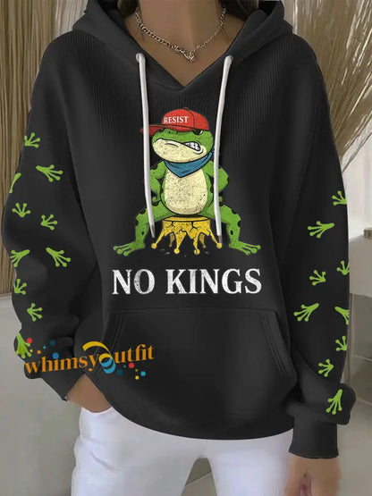 Women’s No Kings Frog Resist Hoodie Black / S