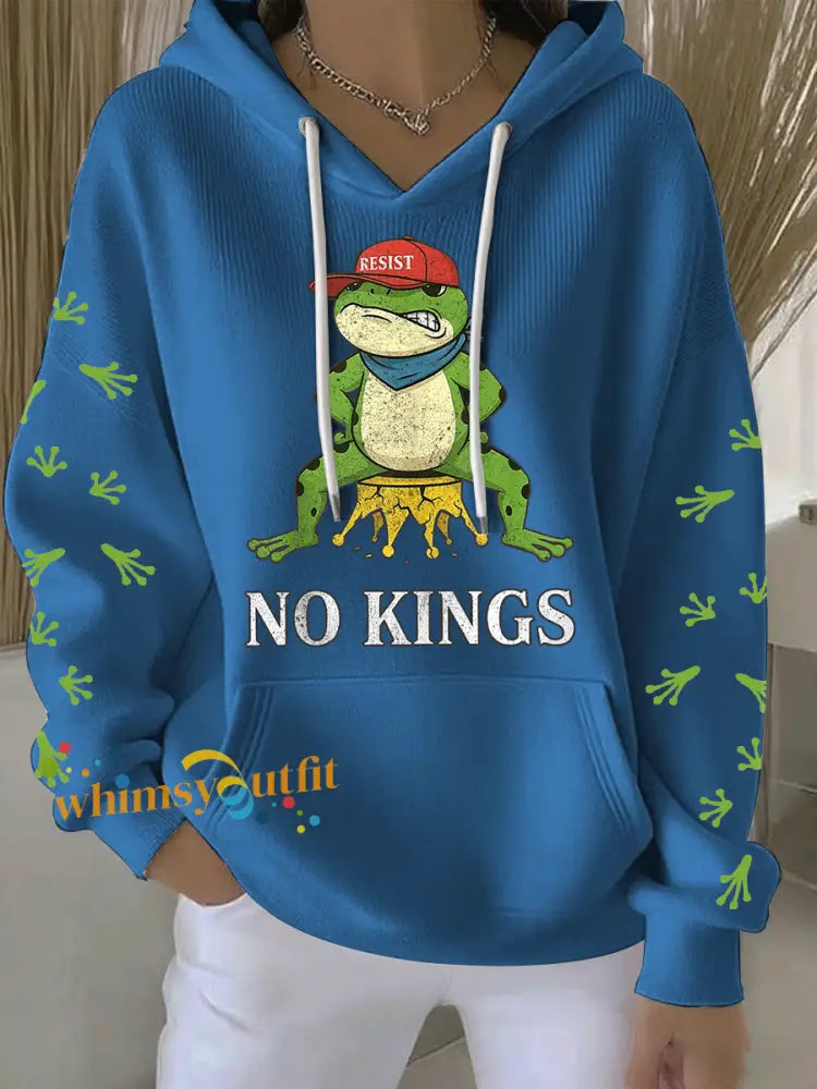 Women’s No Kings Frog Resist Hoodie Blue / S