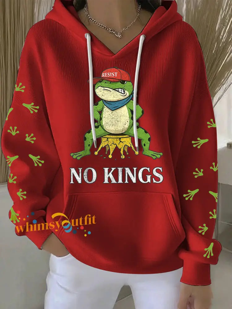 Women’s No Kings Frog Resist Hoodie Red / S