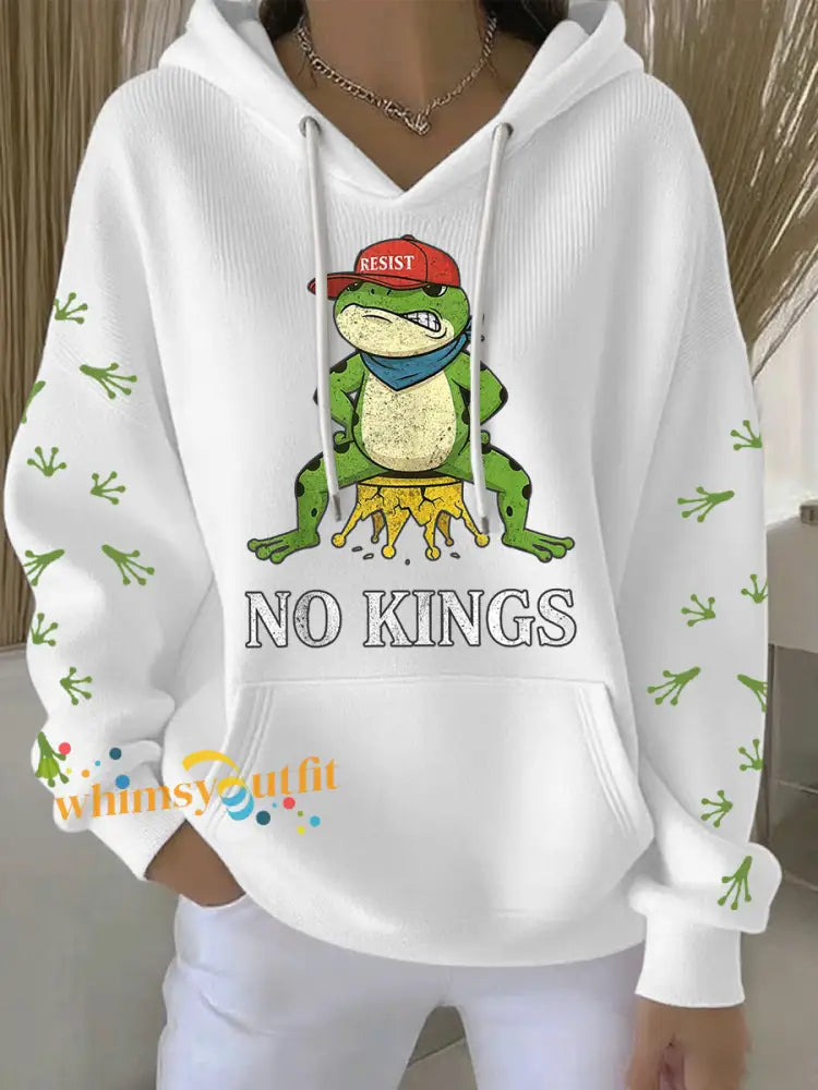 Women’s No Kings Frog Resist Hoodie White / S