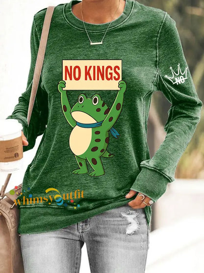 Women’s No Kings In America Print Sweatshirt Green / S