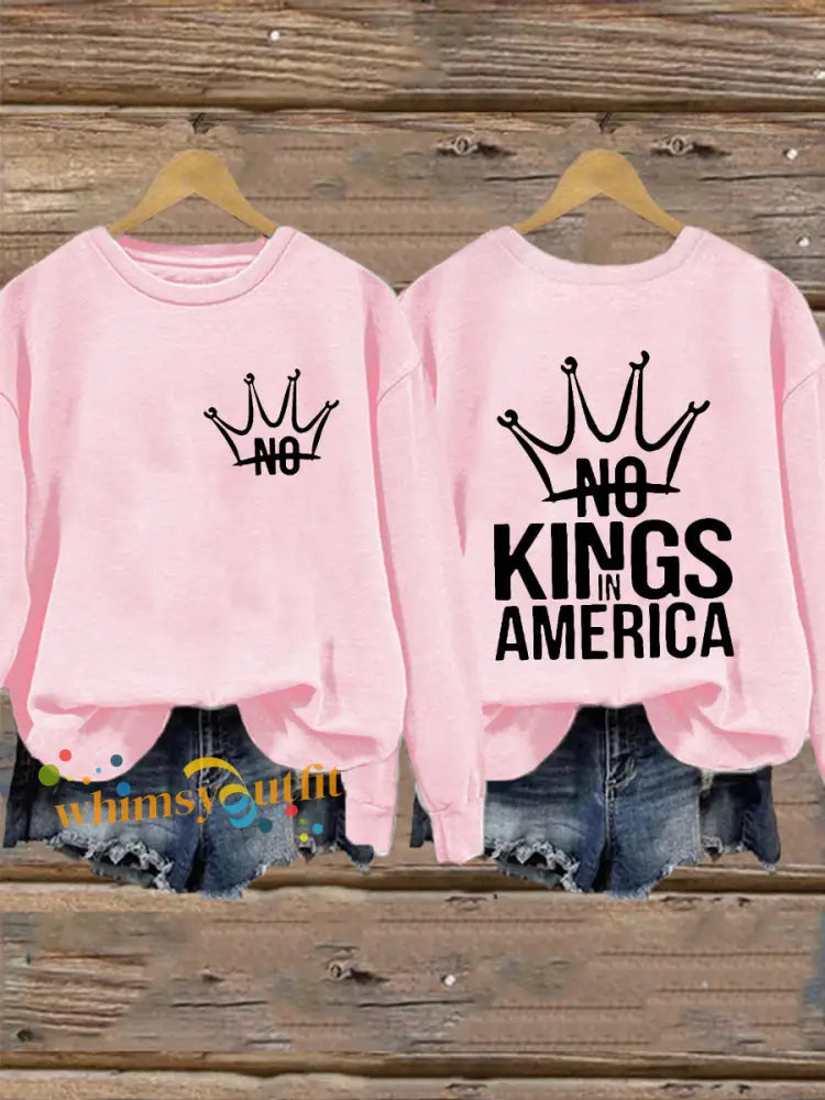 Women’s No Kings In America Print Sweatshirt Pink / S