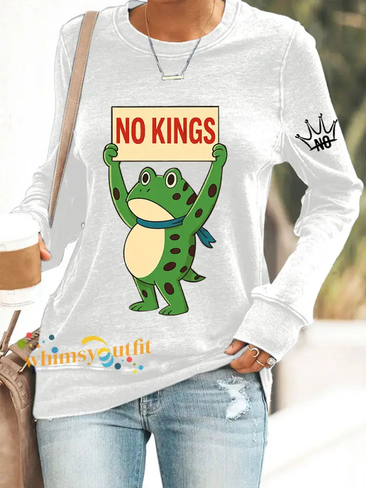 Women’s No Kings In America Print Sweatshirt White / S