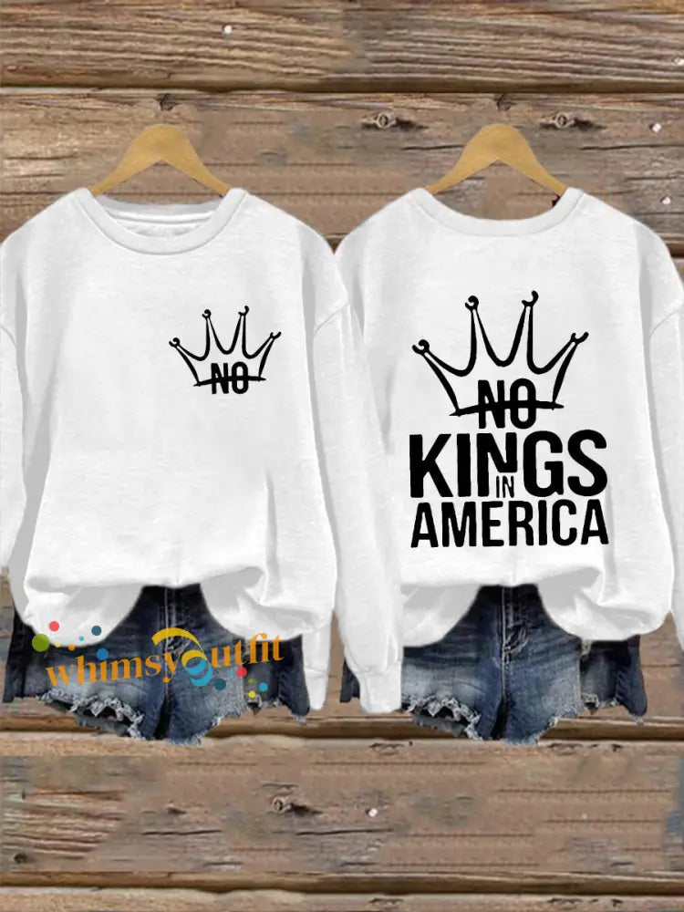 Women’s No Kings In America Print Sweatshirt White / S