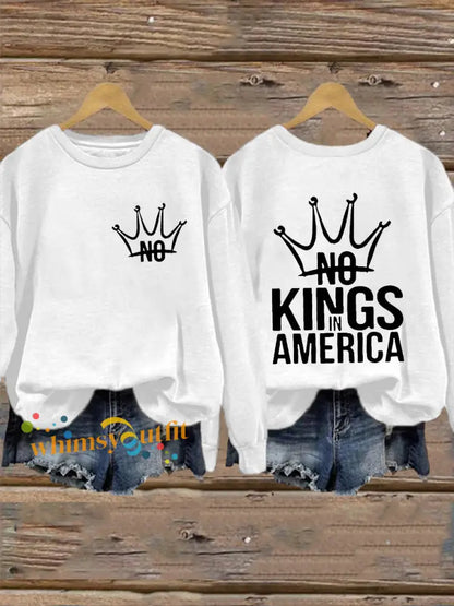 Women’s No Kings In America Print Sweatshirt White / S