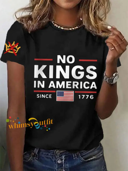 Women’s No Kings In America Since 1776 Tee Black / S