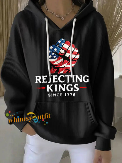 Women’s No Kings Print Casual Hoodie Black / S